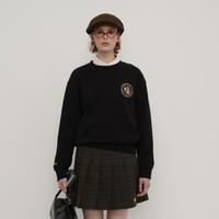 卫衣女2024秋冬复古学院风刺绣宽松圆领卫衣女