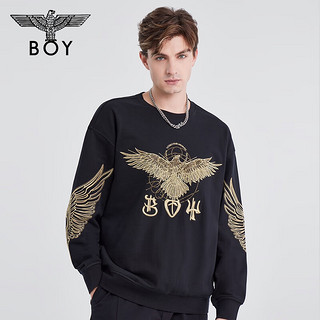 BOY LONDON 【金鹰女神】秋男女同款金色绣花圆领套头卫衣N03021