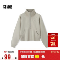 森马(Semir)卫衣女插肩袖立领复古简约2024冬季抓绒套头衫ins潮109724116001 浅卡其50368 M