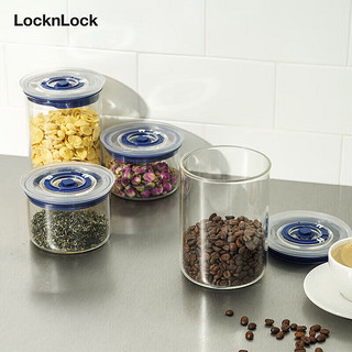 LOCK&LOCK TOPCLASS抽真空玻璃密封罐3件套400mL*2+1L*1 收纳杂粮茶叶咖啡