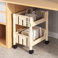 全品屋可移动置物架桌下书架书包置物架书本整理零食收纳盒小推车 【书包置物架】桌下书架移动推车