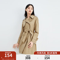 秋水伊人设计感风衣春中长款高级感小个子风衣外套女 棕色 L