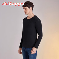 KAPPA卡帕保暖内衣男秋冬舒适亲肤圆领打底衫简约修身内搭上衣男士上衣 黑色 3XL码 (180-200斤)