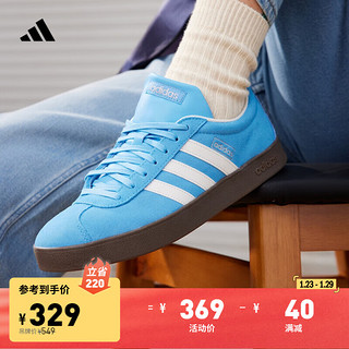 adidas 阿迪达斯 「T头鞋」VL COURT CLASSIC复古板鞋德训鞋阿迪达斯轻运动   蓝色/亮白/树脂黄   42