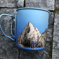 Snowpeak雪峰纯钛杯雕刻雪山450ml单层折叠马克杯300ml咖啡杯野营
