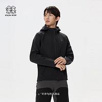 KOLON SPORT/可隆防水夹克 男子户外春秋连帽防泼水防风透湿马蹄袖软壳外套 LHJK5MNT05-BK 黑色 4XL 190/112B