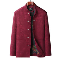 九鹿龙 中国风夹克爷爷秋装套装唐装男中老年爸爸外套春秋款上衣老人衣服
