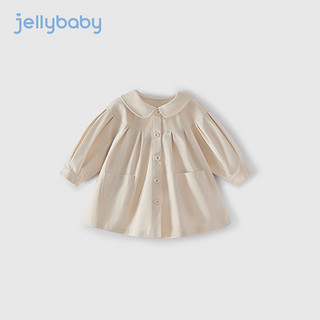 JELLYBABY宝宝风衣外套春秋3岁儿童婴儿秋款2024衣服女童秋装 浅卡其 130cm