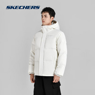 斯凯奇（Skechers）冬季鸭绒羽绒服男女同款连帽时尚休闲上衣保暖运动短款外套