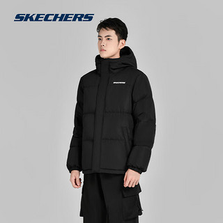 斯凯奇（Skechers）冬季鸭绒羽绒服男女同款连帽时尚休闲上衣保暖运动短款外套