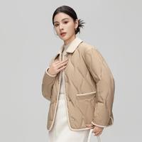 雪中飞 SNOWFLYING女式翻领菱格设计2024年轻薄时尚休闲保暖通勤羽绒服女士