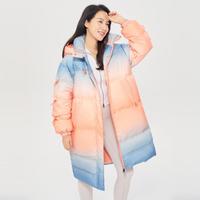 冰洁 BENGEN冬季时尚舒适百搭层次感渐变色连帽保暖羽绒服女长款