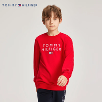Tommy Hilfiger汤米儿童童装春秋款男女童卫衣儿童透气上衣打底衫春秋装潮 胭脂红 130 /64
