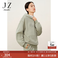 玖姿·安娜蔻休闲风活力基础日常帽领落肩宽松卫衣女冬季新款
