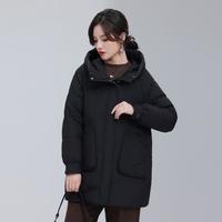 冰洁 BENGEN羽绒服女冬季中长款连帽舒适保暖休闲通勤羽绒外套女