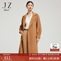 玖姿 Juzui JZ玖姿优雅女神系列女装22冬季新款双面呢羊毛大衣 卡其 S