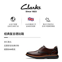 Clarks其乐Brantin Plain秋冬轻盈商务德比休闲皮鞋 黑色 261793827 40