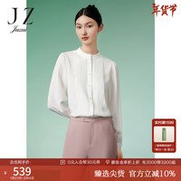 玖姿（JUZUI）通勤立领衬衫女装春季法式泡泡袖设计感上衣 米白 L