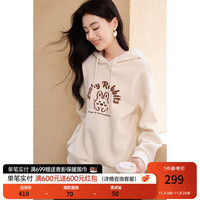 香影 X.YING休闲卡通连帽卫衣女2024冬季新款字母落肩袖宽松日常通勤上衣