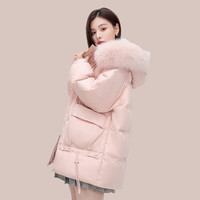 雪中飞 SNOWFLYING冬女装时尚奢华大毛领活力保暖中长款羽绒服