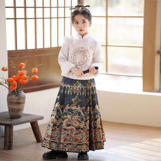 儿童马面裙秋冬2024加绒套装龙年女孩拜年服冬季女童国风汉服