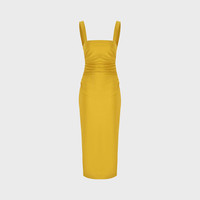 ZARA【纯欲淑女风】纯色性感时尚露背褶皱吊带连衣裙