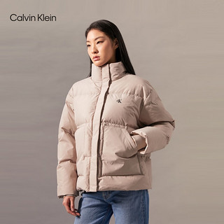 Calvin Klein 卡尔文·克莱恩 Jeans24秋季女士ck大口袋鸭绒立领羽绒服J224676 PCF-摩卡米 S