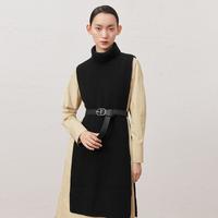 冬季高领无袖针织衫毛衫中长款