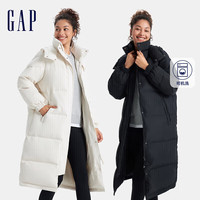 GAP女装2024秋冬新款立领连帽长款羽绒服纯色简约保暖外套680505