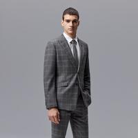 【羊毛面料】时尚儒雅西服外套男韩版格纹男士西服
