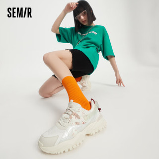 森马Semir跑步鞋女学生运动鞋2024春季新款百搭休闲鞋小个子增高显瘦老爹鞋