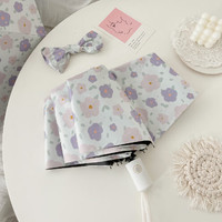 iChoice三折晴雨伞两用黑胶防晒太阳伞文艺清新紫花楹碎花雨伞自开收 紫花楹（自动款）