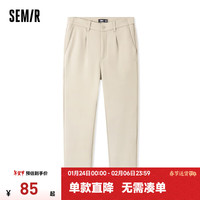 森马（Semir）裤男冬季纯色简约舒适保暖通勤日常合体锥形长裤 驼色50109 27
