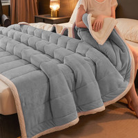 南极人毛毯被子冬季加厚加绒牛奶绒羊羔绒冬天毛毯单人宿舍珊瑚绒盖毯子 绅士灰 120*200cm