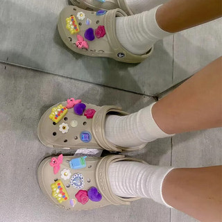 crocs 洞洞鞋男女鞋 春夏款时尚休闲鞋凉鞋贝雅鞋沙滩鞋镂空凉拖鞋 卵石色贝雅/侧镂空/拍小一码 37-38