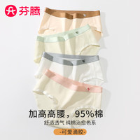 芬腾6条装丨纯棉内裤女100%棉7A抗菌底档提臀不卡档亲肤少女三角裤衩 L (100-120斤)