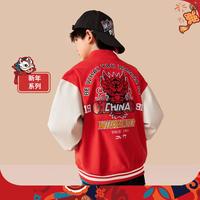 新年衣服男童棒球服秋冬美式外套中大童夹克帅气学院风安踏拜年服