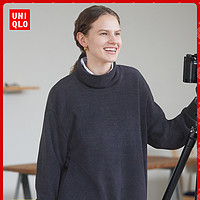 优衣库 UNIQLO 女装柔软针织摇粒绒罗纹高领套头衫T恤