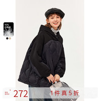 飞鸟和新酒宽松菱格羽绒服女2023冬季新款设计感羽绒外套 CB01