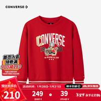Converse匡威儿童装春秋男童女童圆领中国风卫衣红色拜年服上衣 学院红 110 【110/52】