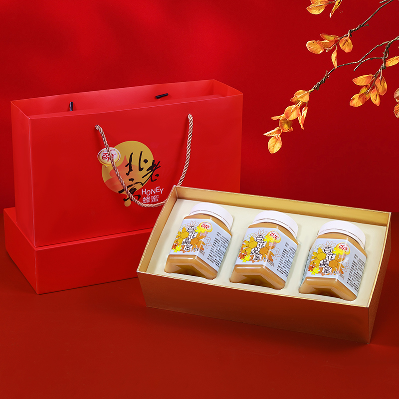 中华老字号百花晶蜜500g*3瓶天然结晶蜂蜜雪蜜礼盒装