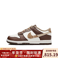 耐克（NIKE）Dunk复古白棕美拉德格纹拼接女款GS低帮休闲板鞋FV3653-191 38.5