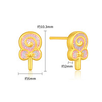 潮宏基 趣玩黄金耳钉足金耳饰5D硬金珐琅棒棒糖独角兽游乐园女礼物