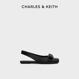 CHARLES & KEITH 春新款 女士蝴蝶结缎面平底方头凉鞋 CK1-71720086