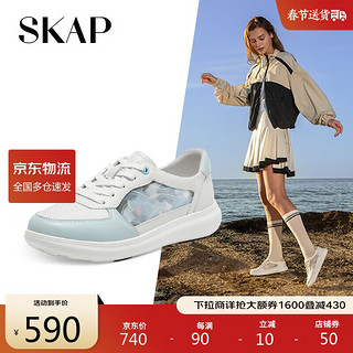 圣伽步 SKAP 2024春季舒适拼色平底系带女休闲鞋AAE43AM4 蓝色 36