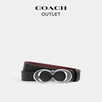 COACH/蔻驰奥莱女士经典标志带扣腰带休闲质感高级感牛皮真皮黑色
