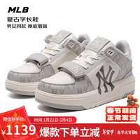 美职棒（MLB）款板鞋男 增高学长鞋老花休闲鞋运动鞋女鞋子 3ASXCDN3N 纽约洋基队/灰色/拍大半码 44 280