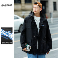 gxgjeansgxg.jeans男装外套秋季新款国潮街头风连帽风衣  S (165)