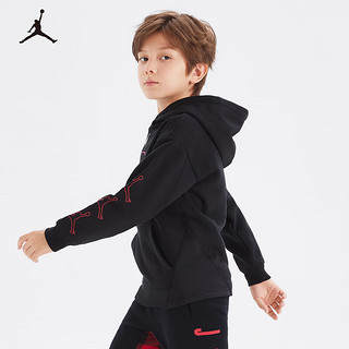 NIKE JORDAN 耐克童装男童保暖加绒套头卫衣秋冬儿童长袖上衣 正黑色(帽子无抽绳孔) 110 /52(4T) 110/52(4T)