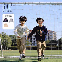 GAP【大小童同款】男童2024秋季字母logo抓绒长袖卫衣642567 米粉色 160cm(14-15岁)亚洲尺码